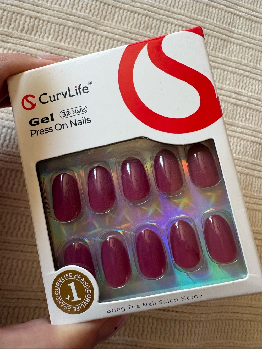 Curvlife Gel Press On Nails – Deep Plum - Picture 3 of 7